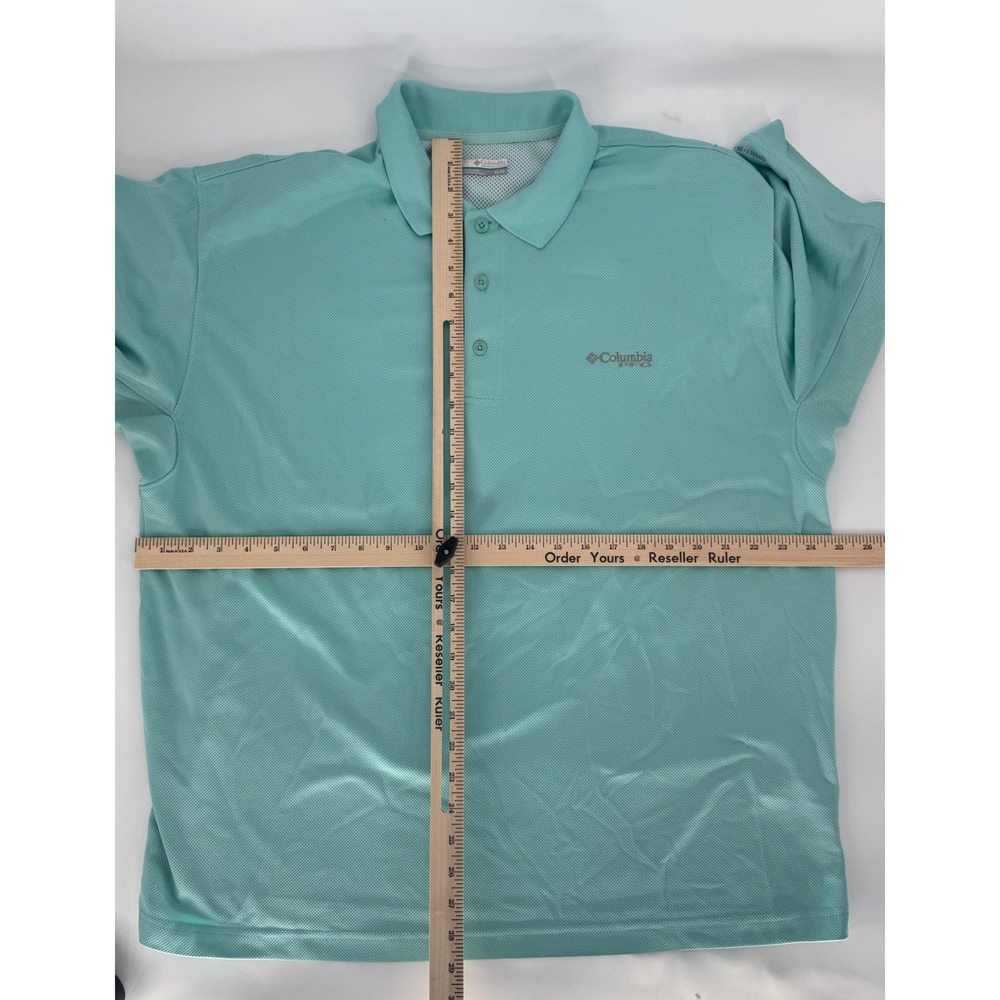 Columbia PFG Men's Aqua Blue Textured Polo Shirt XL/TG Fishing Outdoor - Picture 5 of 9